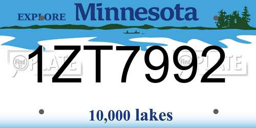1ZT7992 Minnesota License Plate
