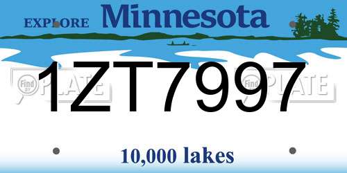 1ZT7997 Minnesota License Plate