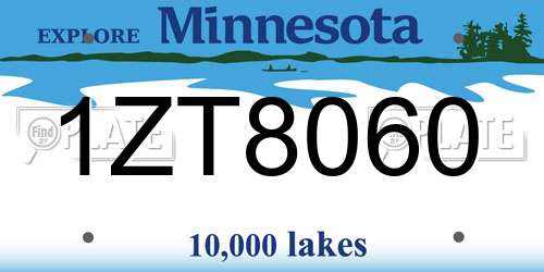 1ZT8060 Minnesota License Plate