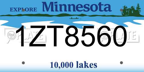 1ZT8560 Minnesota License Plate