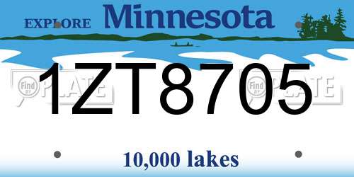 1ZT8705 Minnesota License Plate