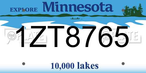 1ZT8765 Minnesota License Plate