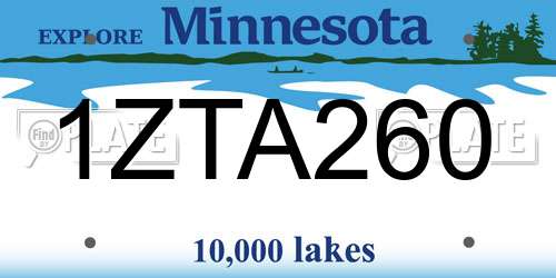 1ZTA260 Minnesota License Plate