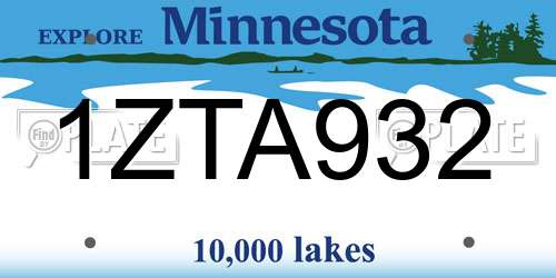 1ZTA932 Minnesota License Plate