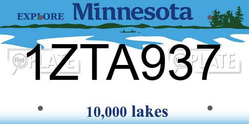 1ZTA937 Minnesota License Plate