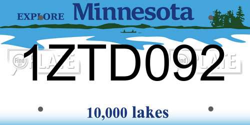 1ZTD092 Minnesota License Plate