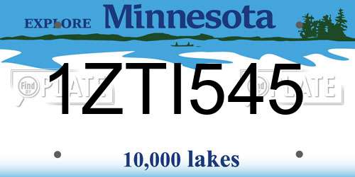 1ZTI545 Minnesota License Plate