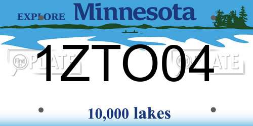 1ZTO04 Minnesota License Plate