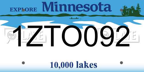1ZTO092 Minnesota License Plate