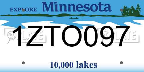 1ZTO097 Minnesota License Plate