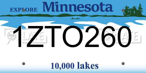 1ZTO260 Minnesota License Plate