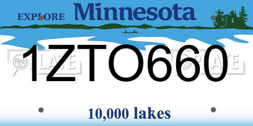 1ZTO660 Minnesota License Plate