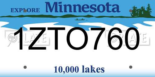 1ZTO760 Minnesota License Plate
