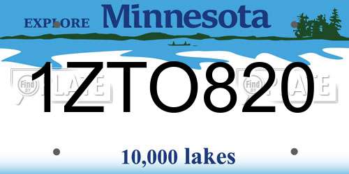 1ZTO820 Minnesota License Plate