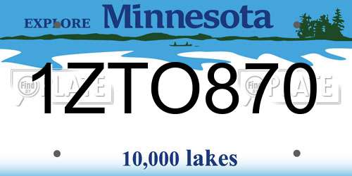 1ZTO870 Minnesota License Plate
