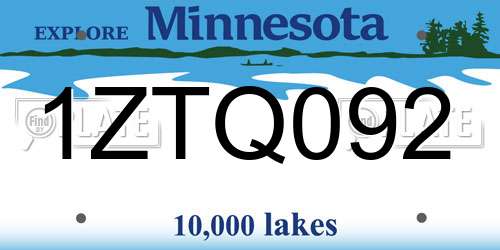 1ZTQ092 Minnesota License Plate