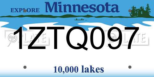 1ZTQ097 Minnesota License Plate