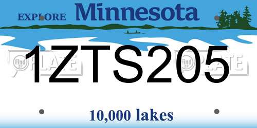 1ZTS205 Minnesota License Plate