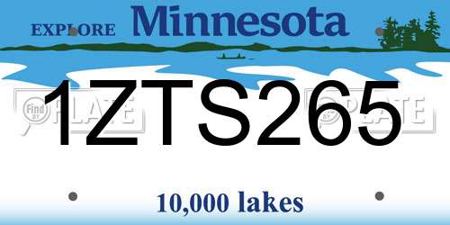 1ZTS265 Minnesota License Plate