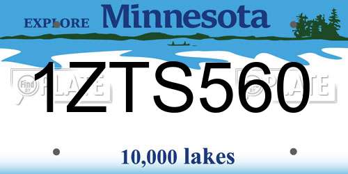 1ZTS560 Minnesota License Plate