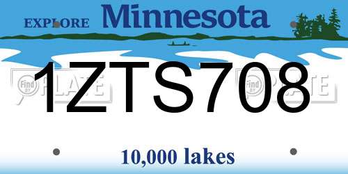 1ZTS708 Minnesota License Plate