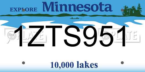 1ZTS951 Minnesota License Plate