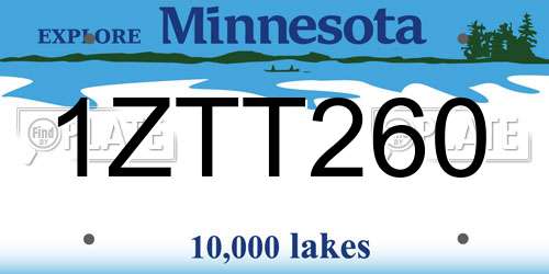1ZTT260 Minnesota License Plate