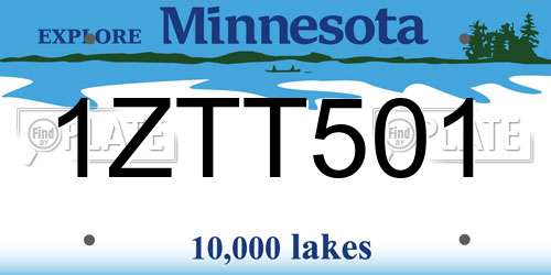 1ZTT501 Minnesota License Plate