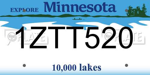 1ZTT520 Minnesota License Plate