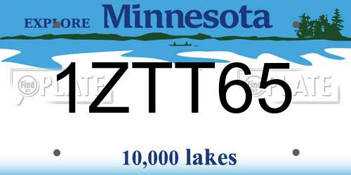 1ZTT65 Minnesota License Plate