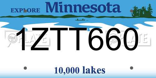 1ZTT660 Minnesota License Plate