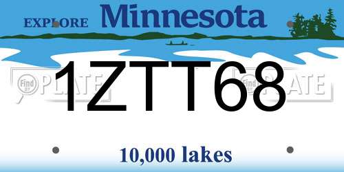 1ZTT68 Minnesota License Plate