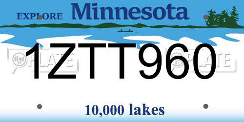 1ZTT960 Minnesota License Plate