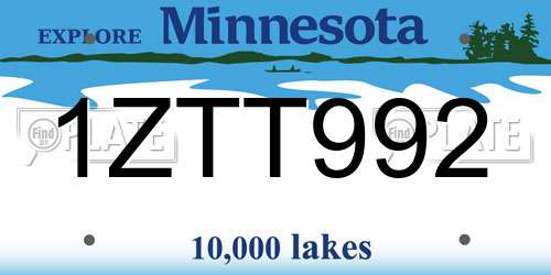 1ZTT992 Minnesota License Plate