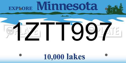 1ZTT997 Minnesota License Plate