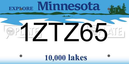 1ZTZ65 Minnesota License Plate