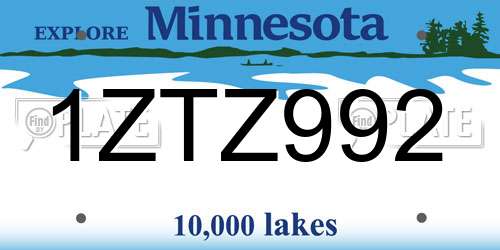 1ZTZ992 Minnesota License Plate