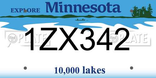 1ZX342 Minnesota License Plate