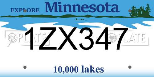 1ZX347 Minnesota License Plate