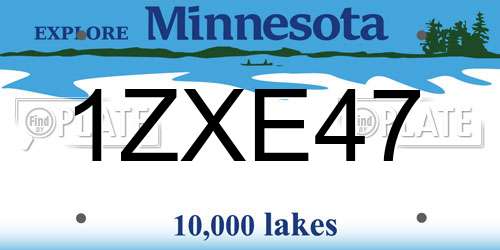 1ZXE47 Minnesota License Plate