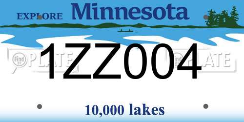 1ZZ004 Minnesota License Plate
