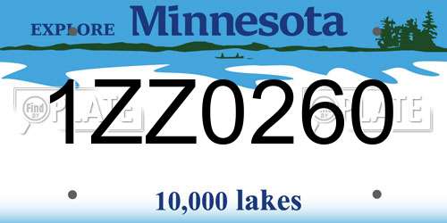 1ZZ0260 Minnesota License Plate