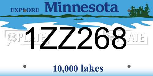 1ZZ268 Minnesota License Plate
