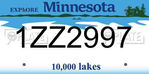 1ZZ2997 Minnesota License Plate