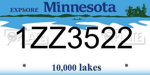 1ZZ3522 Minnesota License Plate