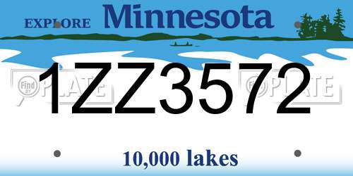 1ZZ3572 Minnesota License Plate
