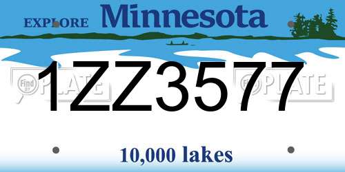 1ZZ3577 Minnesota License Plate