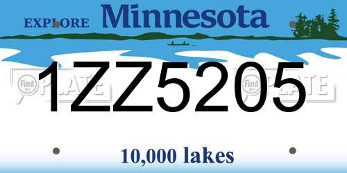1ZZ5205 Minnesota License Plate