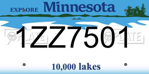 1ZZ7501 Minnesota License Plate