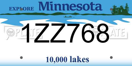 1ZZ768 Minnesota License Plate